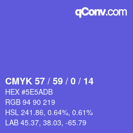 カラーコード: CMYK 57 / 59 / 0 / 14 | qconv.com