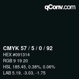 Farbcode: CMYK 57 / 5 / 0 / 92 | qconv.com