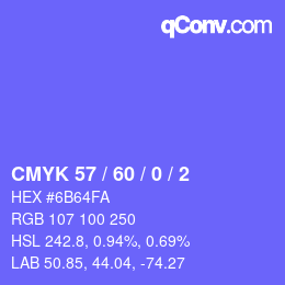カラーコード: CMYK 57 / 60 / 0 / 2 | qconv.com