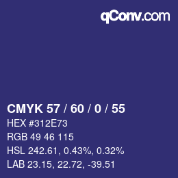 カラーコード: CMYK 57 / 60 / 0 / 55 | qconv.com