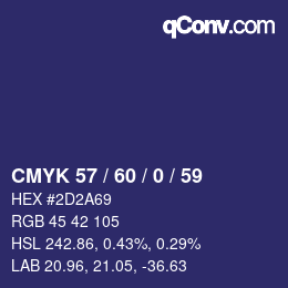 Color code: CMYK 57 / 60 / 0 / 59 | qconv.com