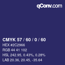 カラーコード: CMYK 57 / 60 / 0 / 60 | qconv.com