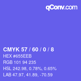 Color code: CMYK 57 / 60 / 0 / 8 | qconv.com