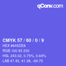 カラーコード: CMYK 57 / 60 / 0 / 9 | qconv.com