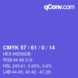 カラーコード: CMYK 57 / 61 / 0 / 14 | qconv.com