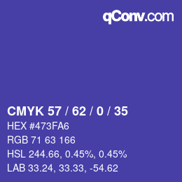 颜色代码: CMYK 57 / 62 / 0 / 35 | qconv.com