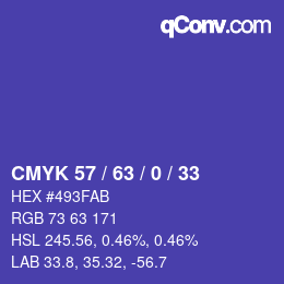 Color code: CMYK 57 / 63 / 0 / 33 | qconv.com