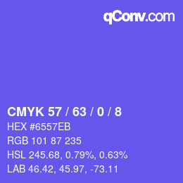 Color code: CMYK 57 / 63 / 0 / 8 | qconv.com