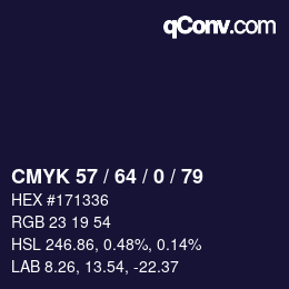 Color code: CMYK 57 / 64 / 0 / 79 | qconv.com