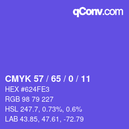 Color code: CMYK 57 / 65 / 0 / 11 | qconv.com