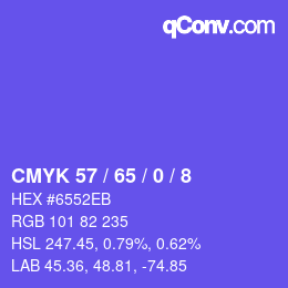 カラーコード: CMYK 57 / 65 / 0 / 8 | qconv.com