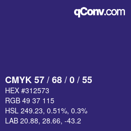 颜色代码: CMYK 57 / 68 / 0 / 55 | qconv.com