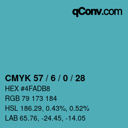 カラーコード: CMYK 57 / 6 / 0 / 28 | qconv.com
