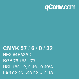 Código de color: CMYK 57 / 6 / 0 / 32 | qconv.com