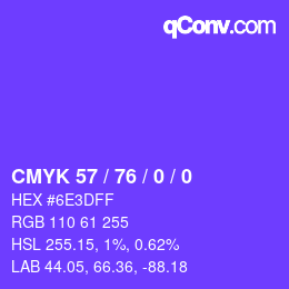 カラーコード: CMYK 57 / 76 / 0 / 0 | qconv.com