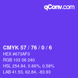 颜色代码: CMYK 57 / 76 / 0 / 6 | qconv.com