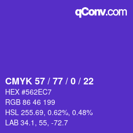 Color code: CMYK 57 / 77 / 0 / 22 | qconv.com