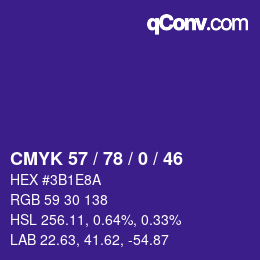 Color code: CMYK 57 / 78 / 0 / 46 | qconv.com