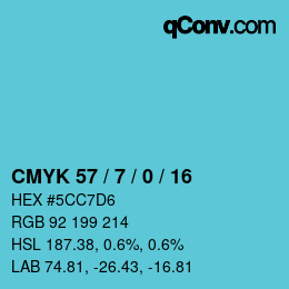 カラーコード: CMYK 57 / 7 / 0 / 16 | qconv.com