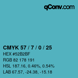 Color code: CMYK 57 / 7 / 0 / 25 | qconv.com