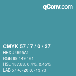 Color code: CMYK 57 / 7 / 0 / 37 | qconv.com