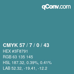 颜色代码: CMYK 57 / 7 / 0 / 43 | qconv.com