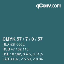 カラーコード: CMYK 57 / 7 / 0 / 57 | qconv.com