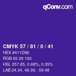 カラーコード: CMYK 57 / 81 / 0 / 41 | qconv.com