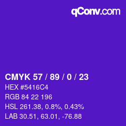 Color code: CMYK 57 / 89 / 0 / 23 | qconv.com