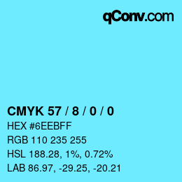 カラーコード: CMYK 57 / 8 / 0 / 0 | qconv.com