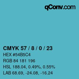 Color code: CMYK 57 / 8 / 0 / 23 | qconv.com