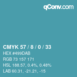 Color code: CMYK 57 / 8 / 0 / 33 | qconv.com