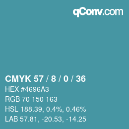 Color code: CMYK 57 / 8 / 0 / 36 | qconv.com