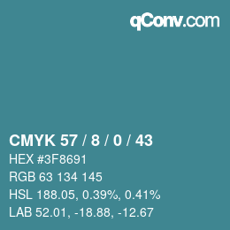 颜色代码: CMYK 57 / 8 / 0 / 43 | qconv.com