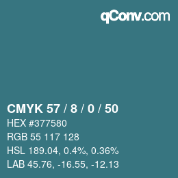 颜色代码: CMYK 57 / 8 / 0 / 50 | qconv.com