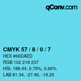 Color code: CMYK 57 / 8 / 0 / 7 | qconv.com