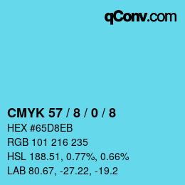 Color code: CMYK 57 / 8 / 0 / 8 | qconv.com
