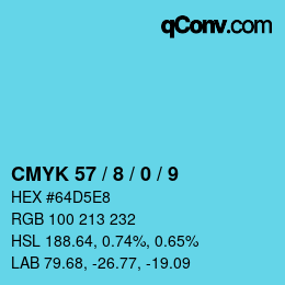 カラーコード: CMYK 57 / 8 / 0 / 9 | qconv.com