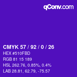 カラーコード: CMYK 57 / 92 / 0 / 26 | qconv.com