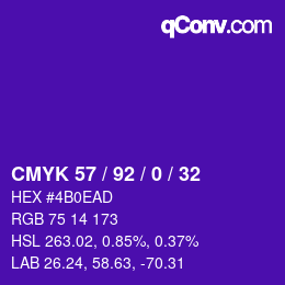 カラーコード: CMYK 57 / 92 / 0 / 32 | qconv.com