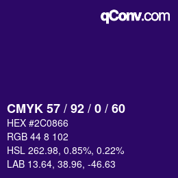 カラーコード: CMYK 57 / 92 / 0 / 60 | qconv.com