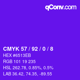 颜色代码: CMYK 57 / 92 / 0 / 8 | qconv.com