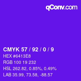 カラーコード: CMYK 57 / 92 / 0 / 9 | qconv.com
