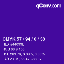 Color code: CMYK 57 / 94 / 0 / 38 | qconv.com
