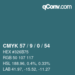 Color code: CMYK 57 / 9 / 0 / 54 | qconv.com