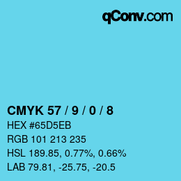 Código de color: CMYK 57 / 9 / 0 / 8 | qconv.com