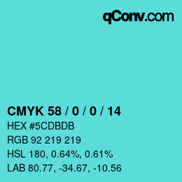 Color code: CMYK 58 / 0 / 0 / 14 | qconv.com