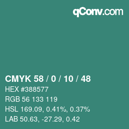颜色代码: CMYK 58 / 0 / 10 / 48 | qconv.com