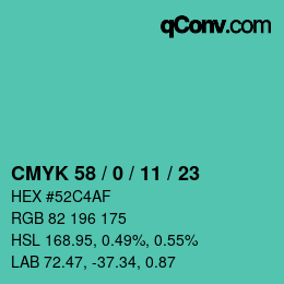 Color code: CMYK 58 / 0 / 11 / 23 | qconv.com