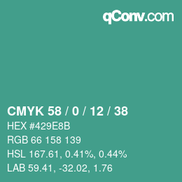 颜色代码: CMYK 58 / 0 / 12 / 38 | qconv.com